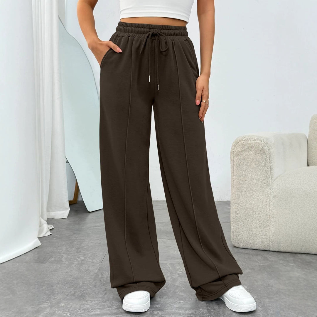 Damen nan komfortable High-Waist Jogginghose mit Kordelzug und tiefen Eingrifftaschen EB