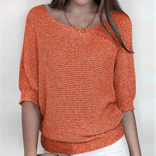 Damen nan legerer kastiger Feinstrickpullover mit weitem Ausschnitt EB