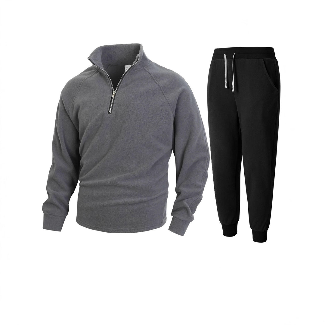 Herren Fleece-Oberteil mit modernem Stehkragen und sportlicher Jogginghose EB