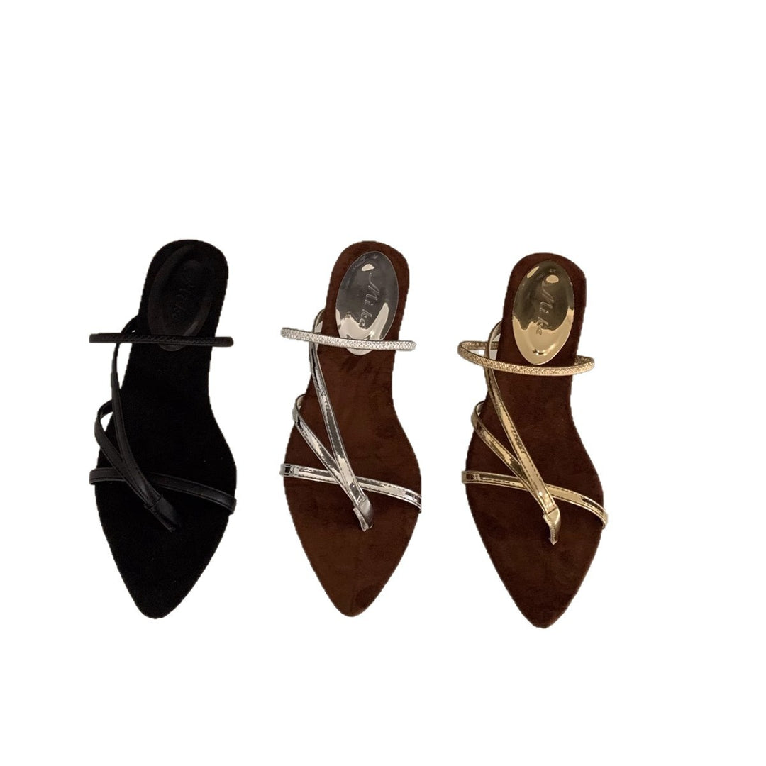 Damen flache Riemchensandalen mit elegantem Blockabsatz EB