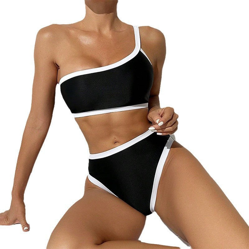 Damen Eleganter Einteiliger Badeanzug mit asymmetrischem Schnitt EB