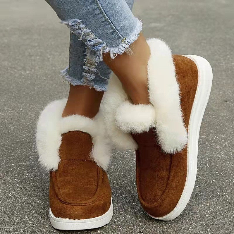 Damen Bequeme und stilvolle Fleece-Sneaker mit hoher Knöchel-Fütterung EB