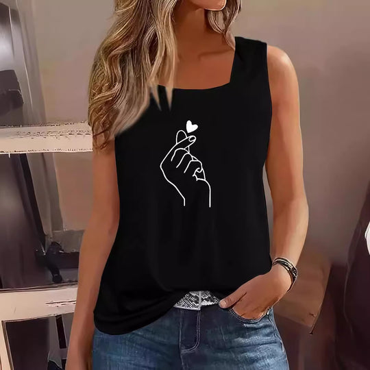 Damen ärmelloses T-Shirt mit kreativem Handdesign EB