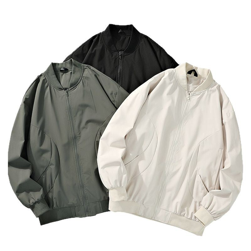 Herren leichter Oversize-Bomber mit elastischen Rippbündchen und verdeckter Reißverschlussblende EB