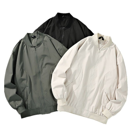 Herren leichter Oversize-Bomber mit elastischen Rippbündchen und verdeckter Reißverschlussblende EB