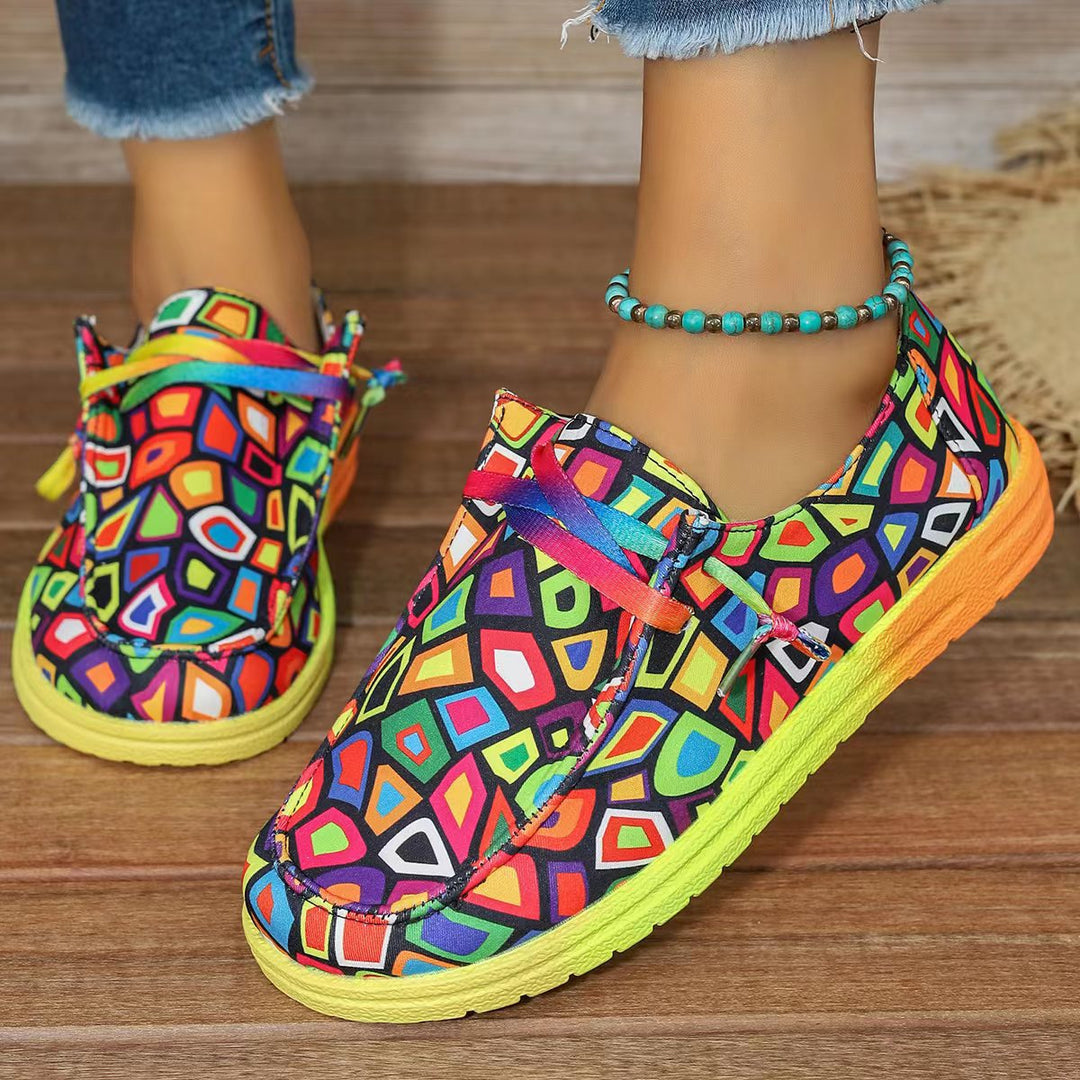 Damen Farbenfrohe Freizeitschuhe mit stylischem Grafikdesign EB