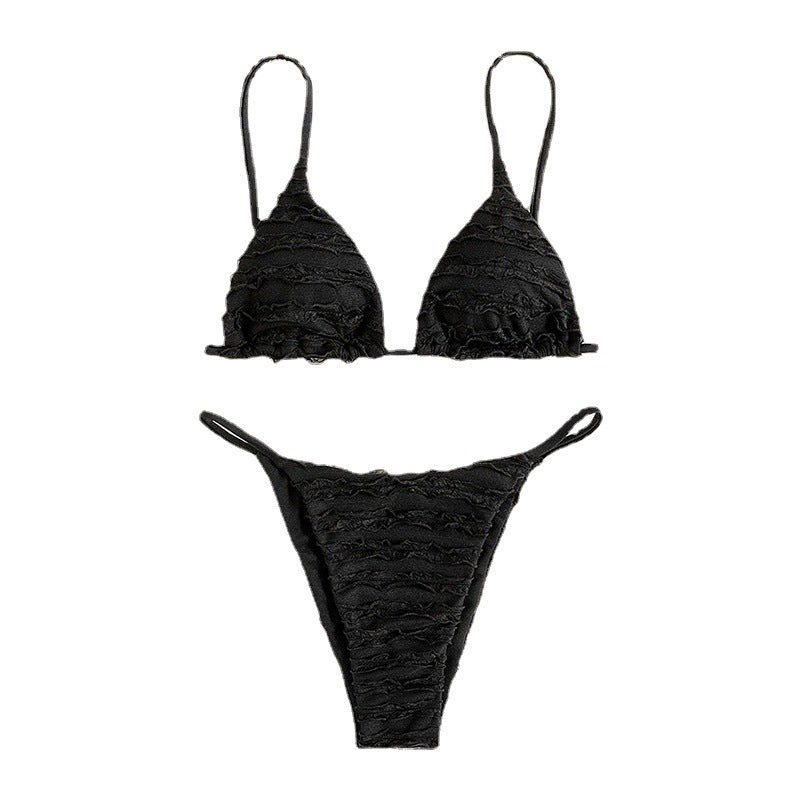 Damen Triangel-Bikini mit Rüschendesign und verstellbaren Trägern EB