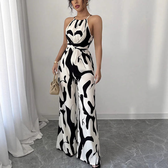Damen Overall mit weitem Bein und modernem Muster EB