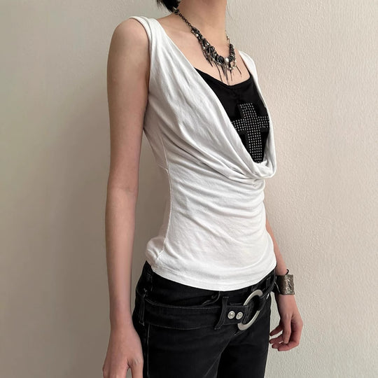 Damen stilvolles Top mit funkelndem Kreuzdesign EB