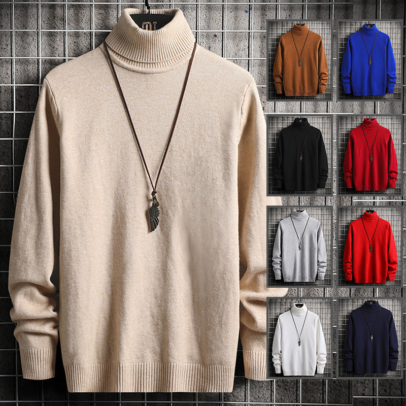 Herren lässiger Rollkragenpullover aus hochwertiger Wolle EB