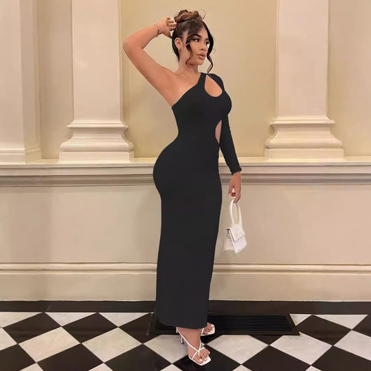 Damen Longsleeve Maxi-Kleid mit sexy Cut-Outs und figurbetontem Schnitt EB