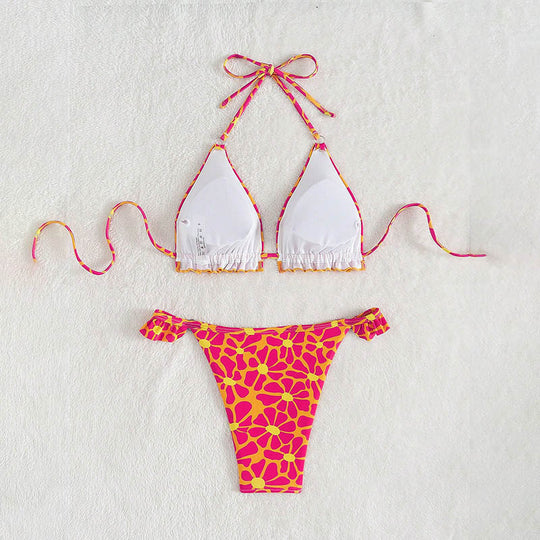 Damen Triangel-Bikini mit verspieltem Blumenmuster EB