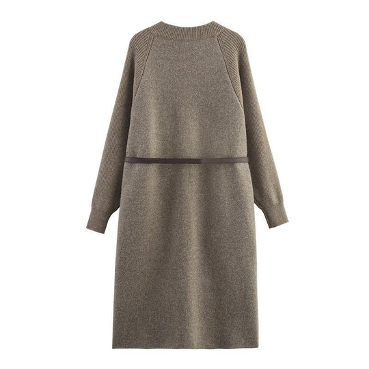 Damen Strickmantel mit eleganter Taillierung und praktischen Taschen EB