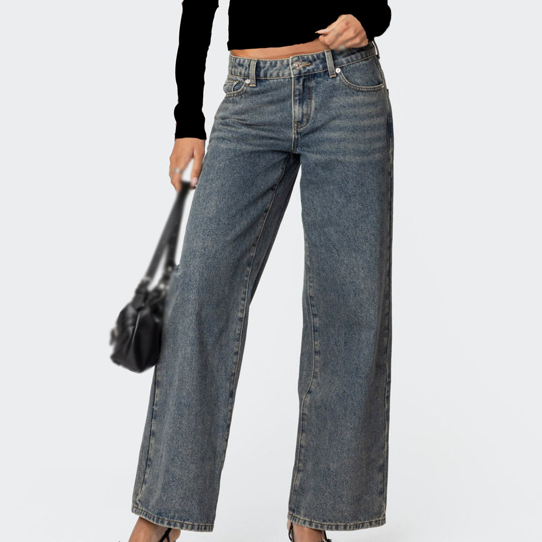 Damen Weite Jeans mit hohem Bund und lässigem Schnitt EB