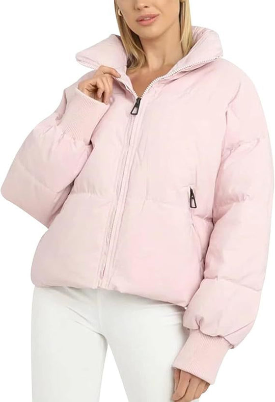 EB | Damen Casual Kurze Gepolsterte Pufferjacke mit Reißverschluss und Taschen