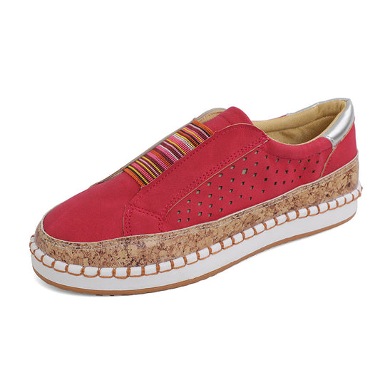 Damen Slip-On Sneakers mit dekorativer Elastikband und Korksohle EB