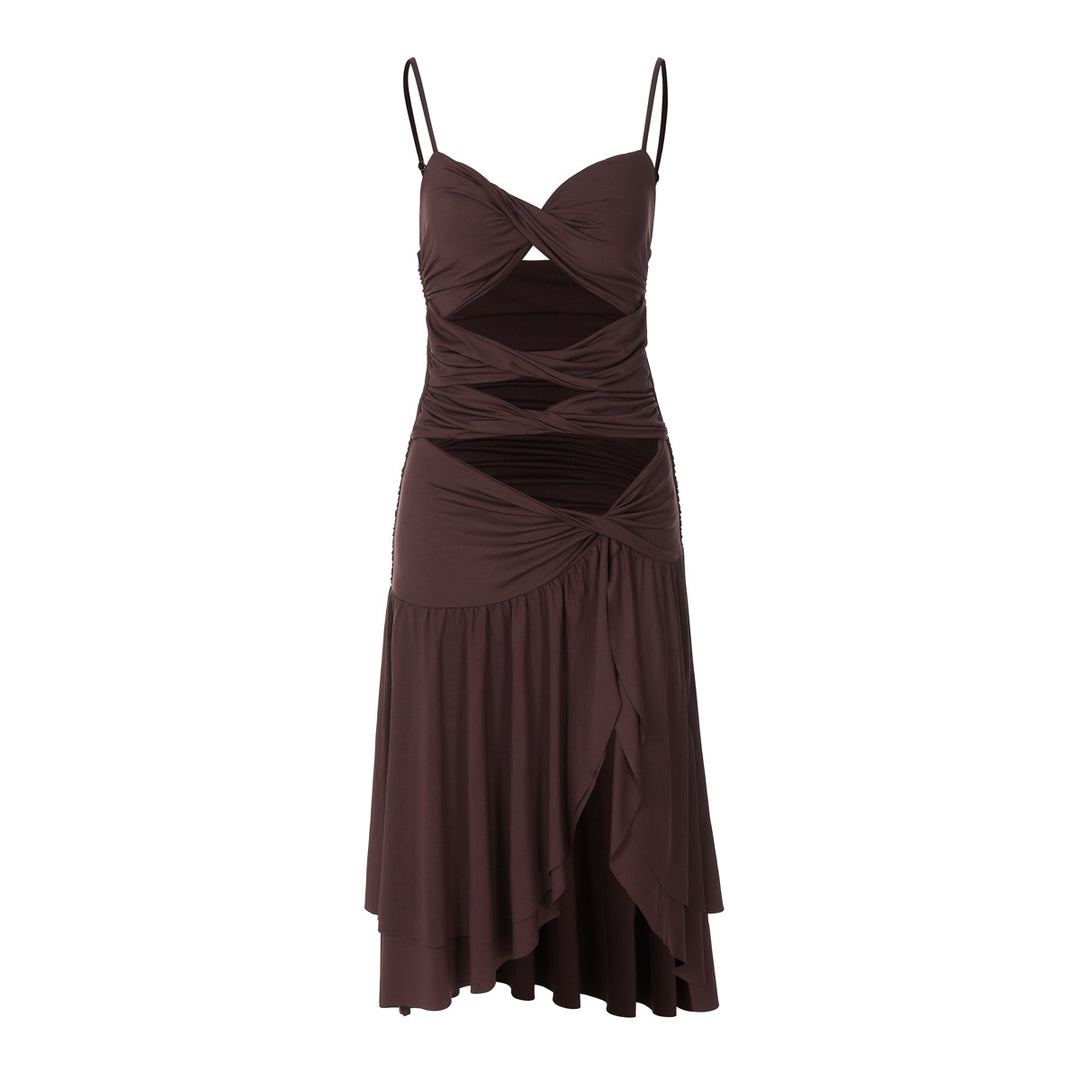 Damen Elegantes Wickelkleid mit raffinierten Drapierungen und verspielten Cut-Outs EB