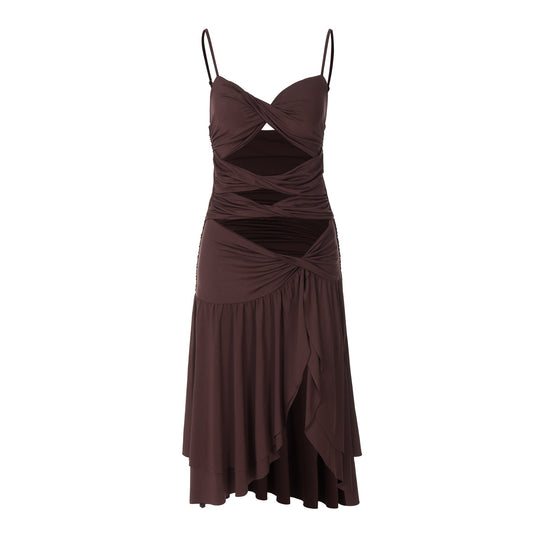 Damen Elegantes Wickelkleid mit raffinierten Drapierungen und verspielten Cut-Outs EB