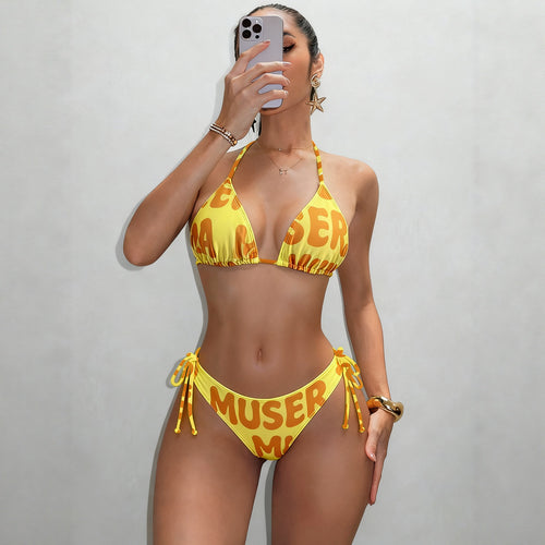 Damen Triangel-Bikini mit seitlicher Raffung EB