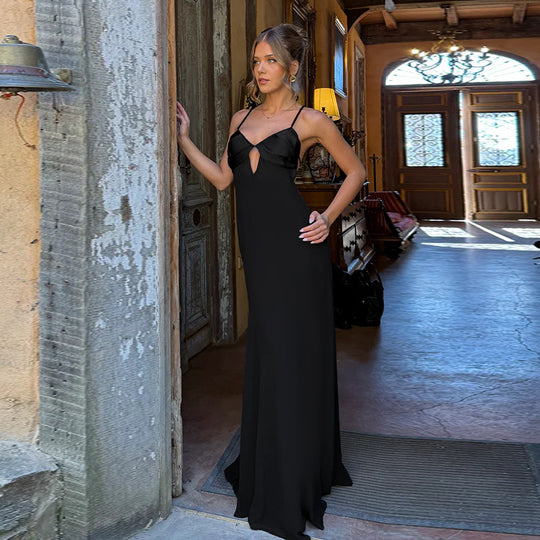 Damen Maxikleid mit verführerischem V-Ausschnitt und elegantem Wickeldesign EB
