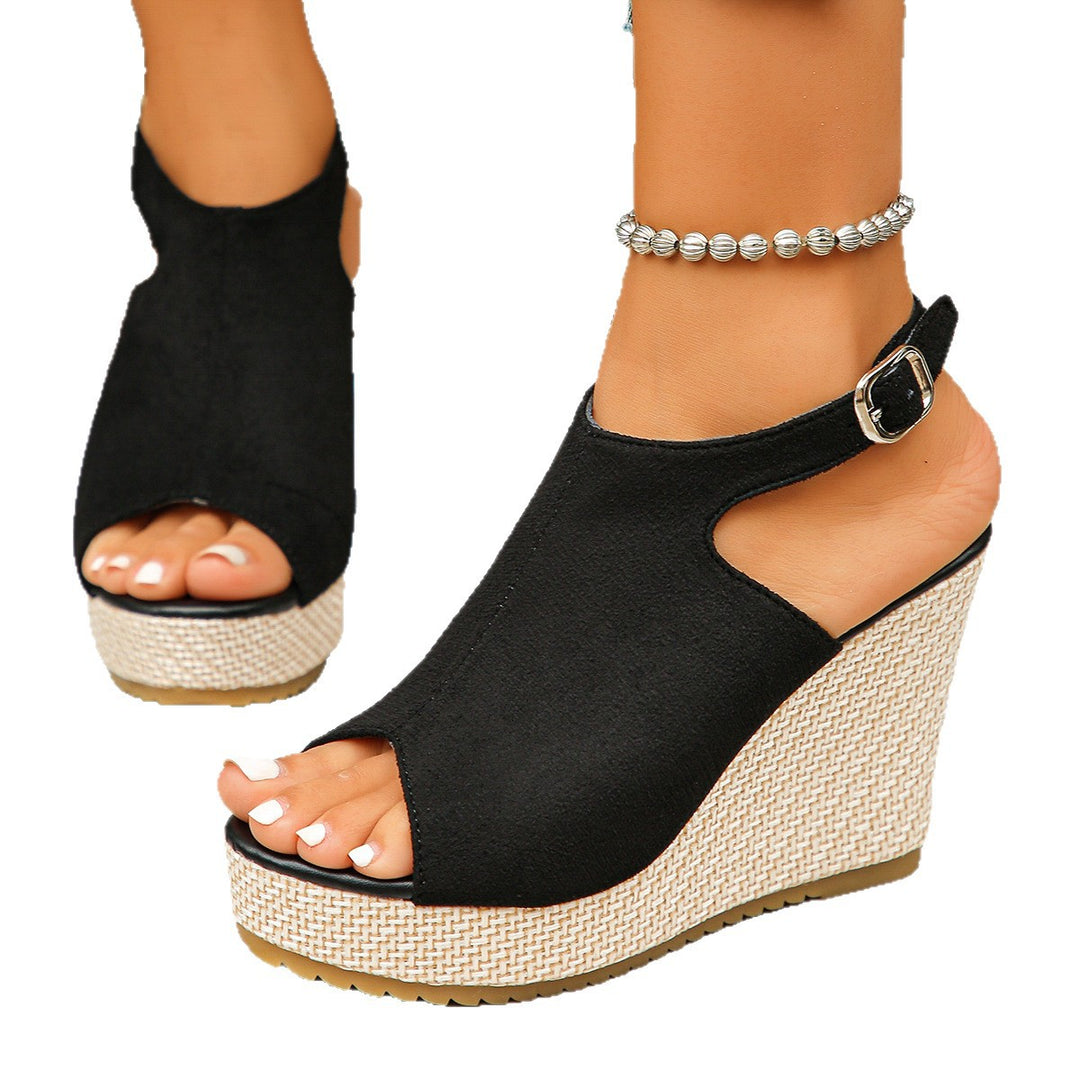 Damen Wedge-Sandalen mit modischem Camouflage-Design und komfortablem Fußbett EB
