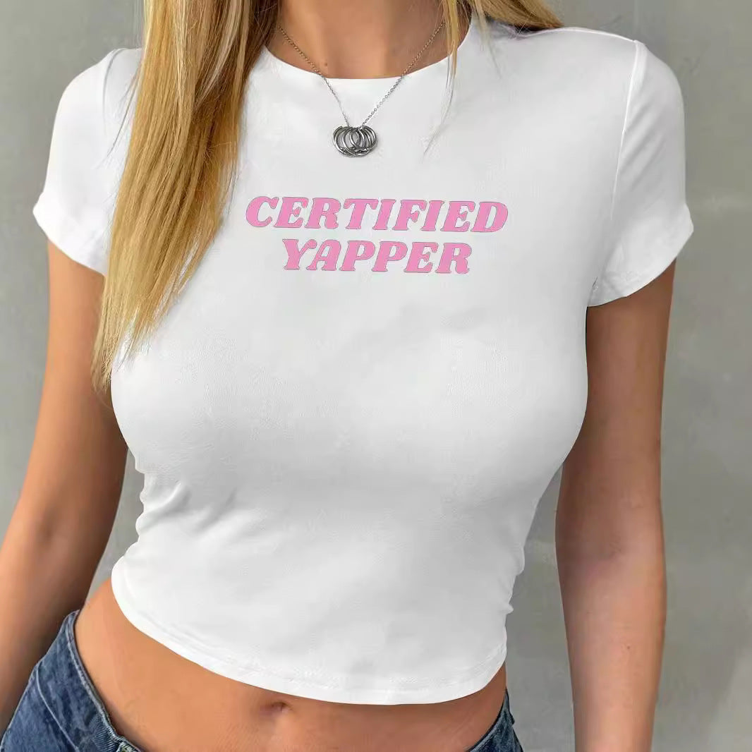 Damen Crop-Top mit floralem Grafikdruck und figurbetontem Schnitt EB