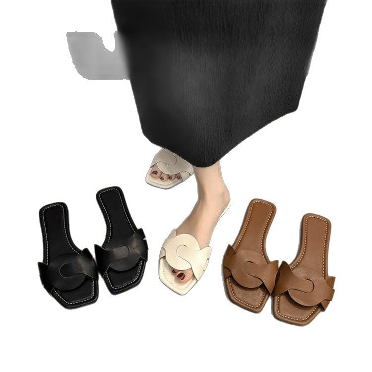 Damen modische Slides mit floraler Applikation EB