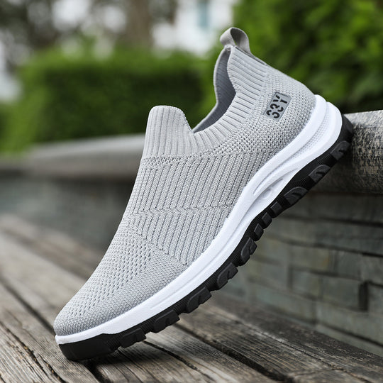 Damen Bequeme Slip-On Sneakers mit elastischem Strickoberteil und rutschfester Sohle EB