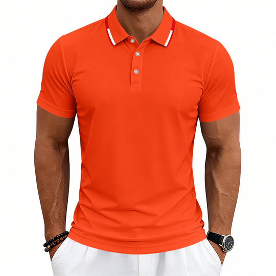 Herren nan tailliertes Kurzarm-Poloshirt mit Kontrastkragen aus atmungsaktivem Piqué EB