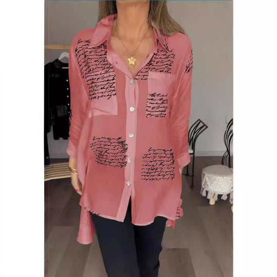 Damen Bluse mit modernem Schreibdesign und lockerer Passform EB