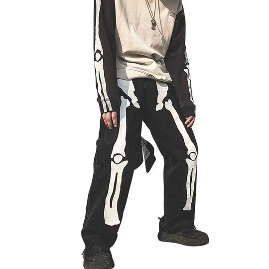Damen lässige Cargo-Hose mit auffälligem Skelett-Design EB