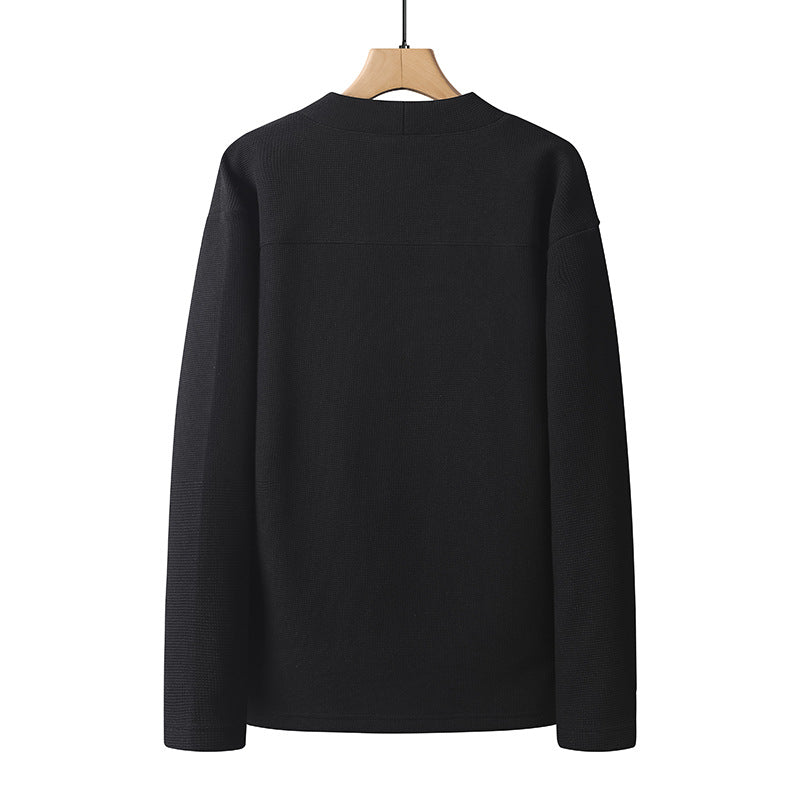 Herren leichter Strickcardigan mit V-Ausschnitt, Knopfleiste und aufgesetzten Taschen EB