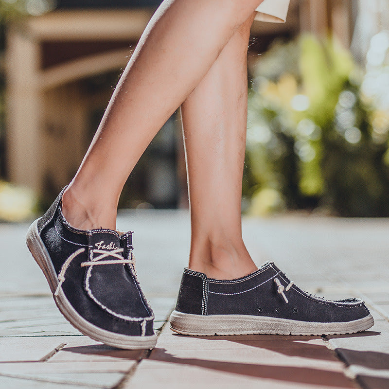 Damen lässige Segelschuhe aus strapazierfähigem Denim-Material EB