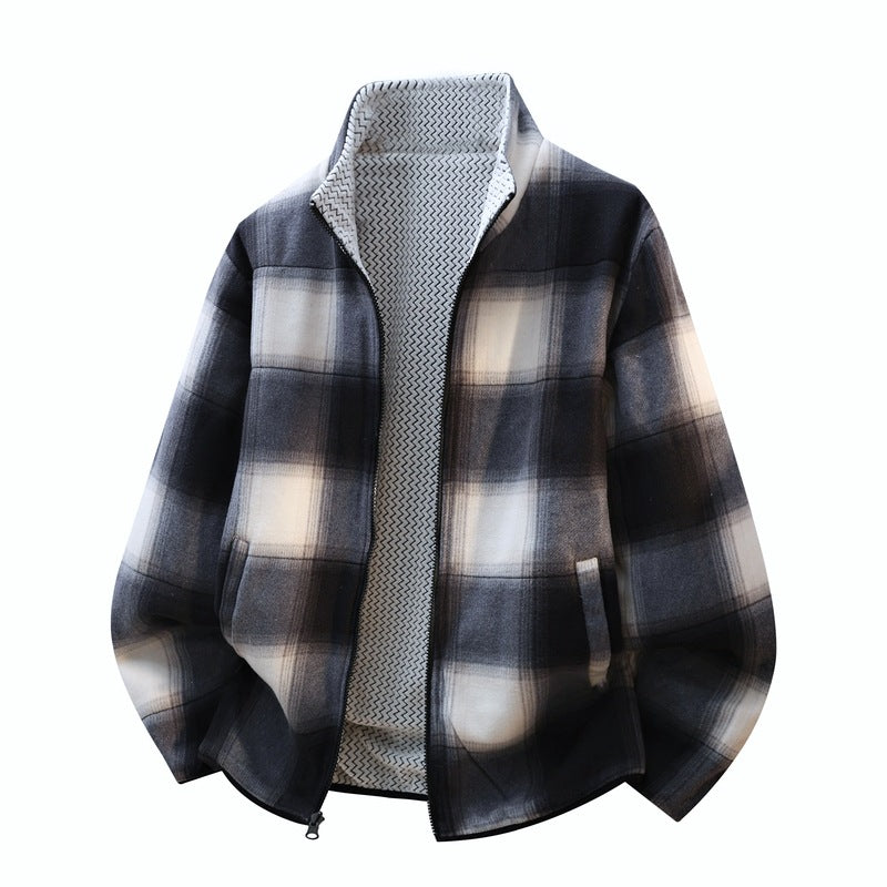 Herren strukturierte Fleece-Overlayerjacke mit kontrast-Brusttasche und Zwei-Wege-Reißverschluss EB