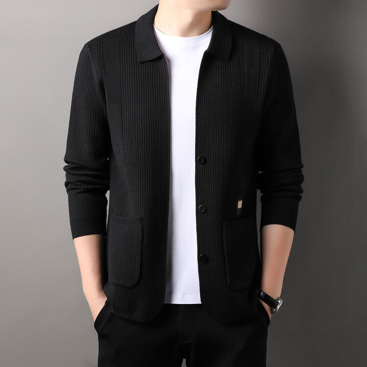 Herren Strickjacke mit hohem Kragen EB