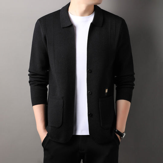 Herren Strickjacke mit hohem Kragen EB