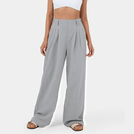 Damen Weite Chinohose mit elegantem Faltenwurf und seitlichen Taschen EB