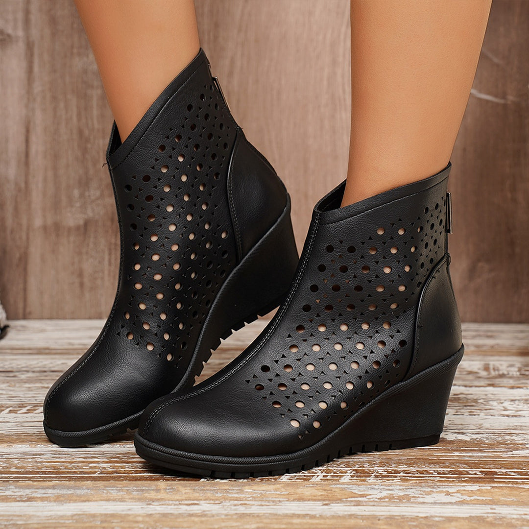 Damen Wedge-Stiefeletten mit perforiertem Obermaterial EB