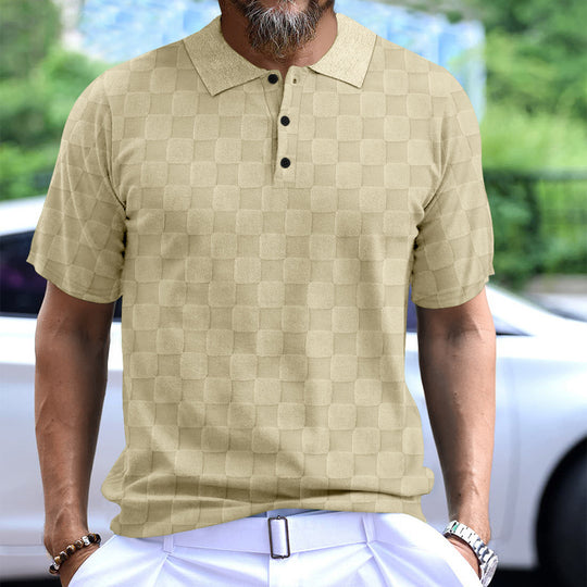 Herren Polo-Shirt mit strukturiertem Design und komfortablem Stehkragen EB
