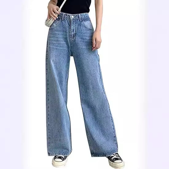 Damen Weit geschnittene high-waist Jeans mit klassischem Look EB