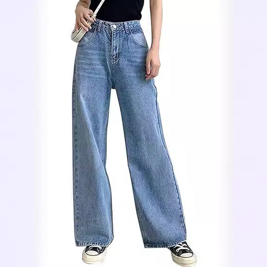 Damen Weit geschnittene high-waist Jeans mit klassischem Look EB