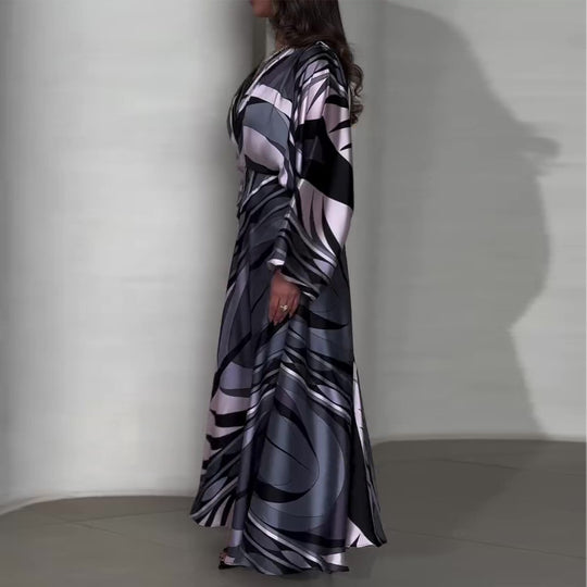 Damen Maxikleid mit innovativem Wickeldesign und schwingendem Saum EB