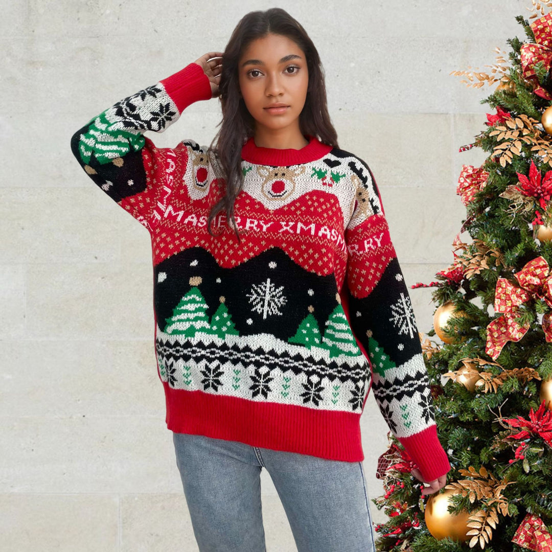 Damen Weihnachtspullover mit festlichen Motiven und bequemer Passform EB