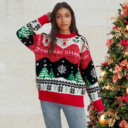 Damen Weihnachtspullover mit festlichen Motiven und bequemer Passform EB