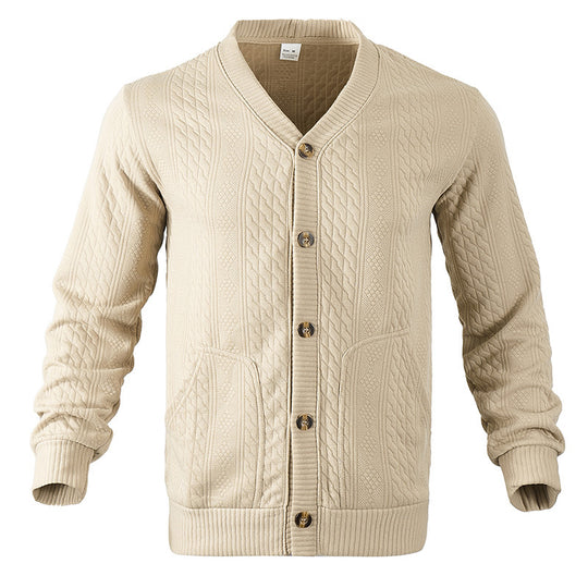 Herren Strickjacke mit V-Ausschnitt und praktischen Taschen EB