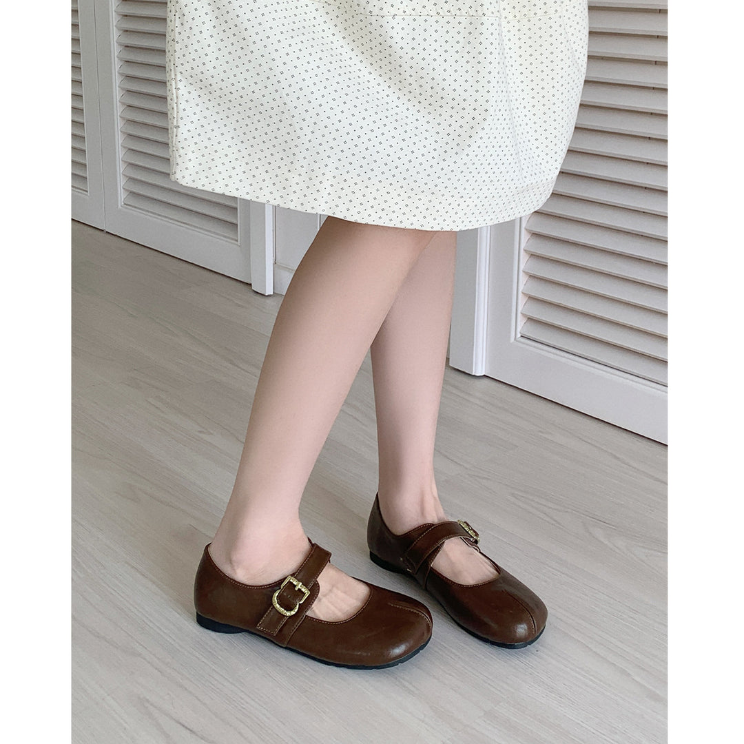 Damen Ballerinas mit elegantem Schnallenverschluss und modischem Glanz EB
