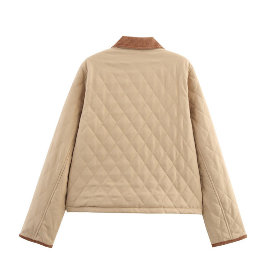 Damen Steppjacke mit karierter Kragen und praktischen Seitentaschen EB