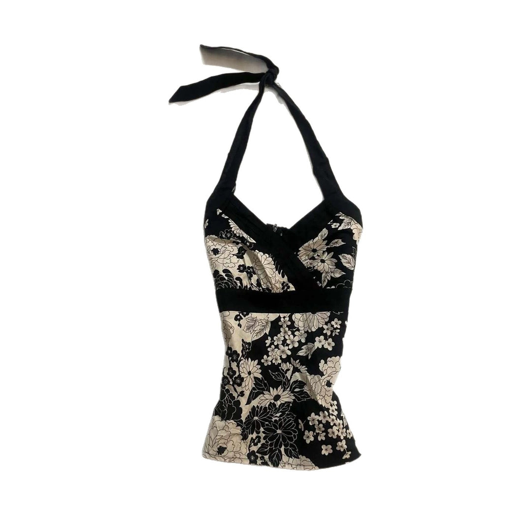 Damen elegantes Haltertop mit floralem Design EB