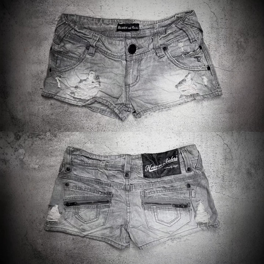 Damen trendy Jeans-Shorts mit distressed Details EB