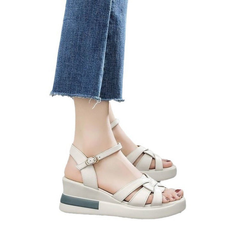 Damen Wedge-Sandaletten mit geflochtenem Riemchen-Design und verstellbarem Riemen EB